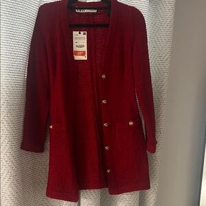 Zara Vibrant Red Knit Cardigan
